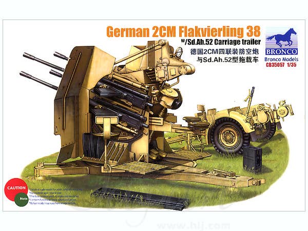 Bronco Models 1/35 German 2cm Flakvierling 38 w/ Sd.Ah.52 Carriage Trailer | 4544032678784