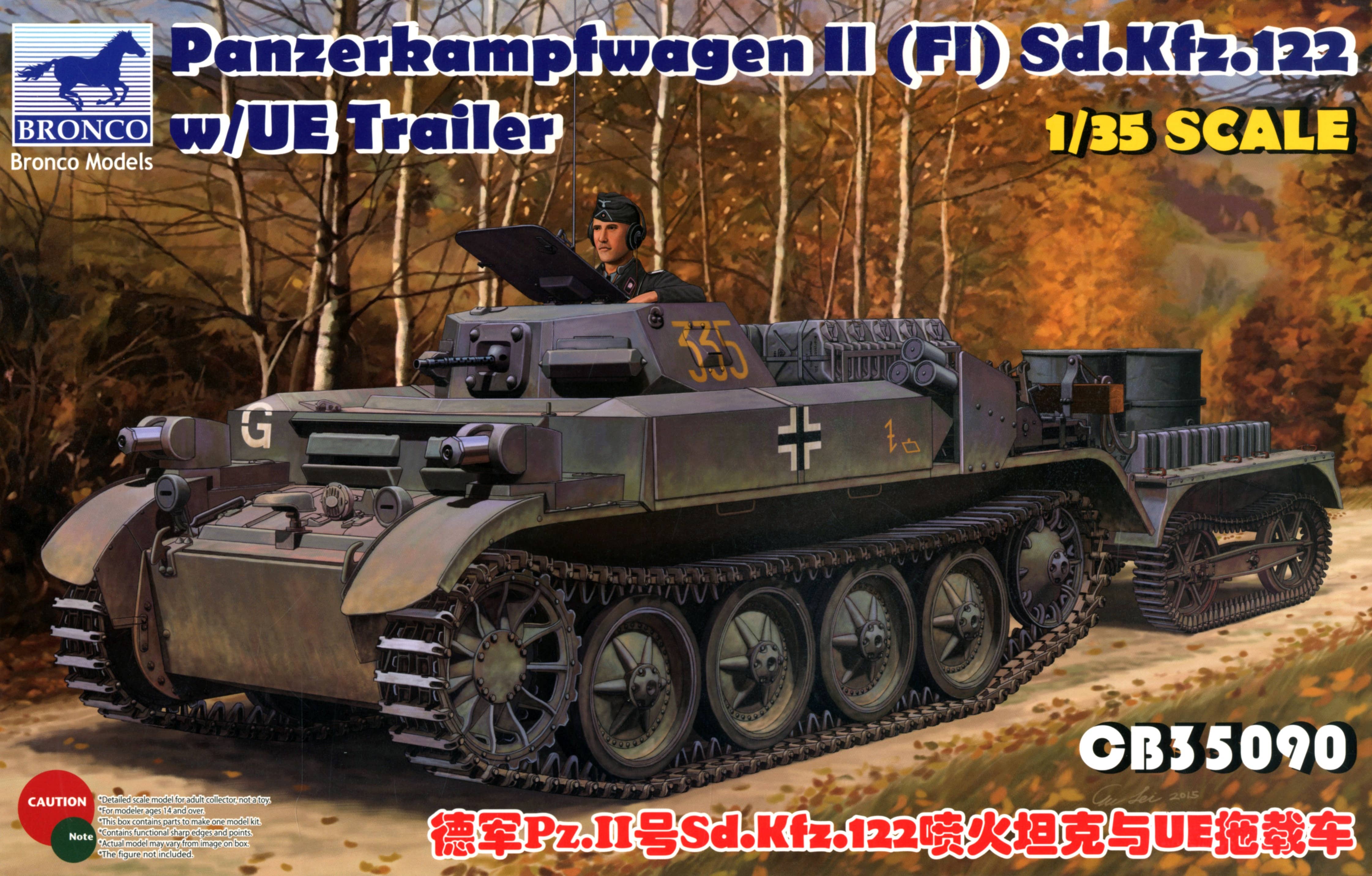 Bronco Models 1/35 PzKpfw. II(FI) Sd.Kfz.122 w/ UE Trailer Military Vehicle Kit | 4544032689131