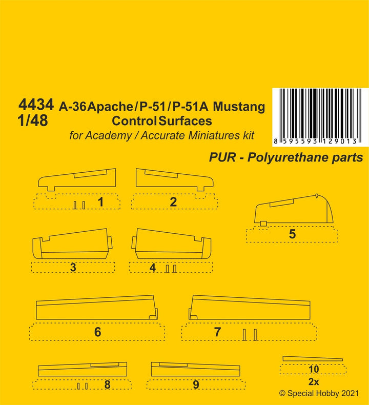 CMK 1/48 A-36 Apache / P-51 / P-51A Mustang Control Surfaces | 8595593129013