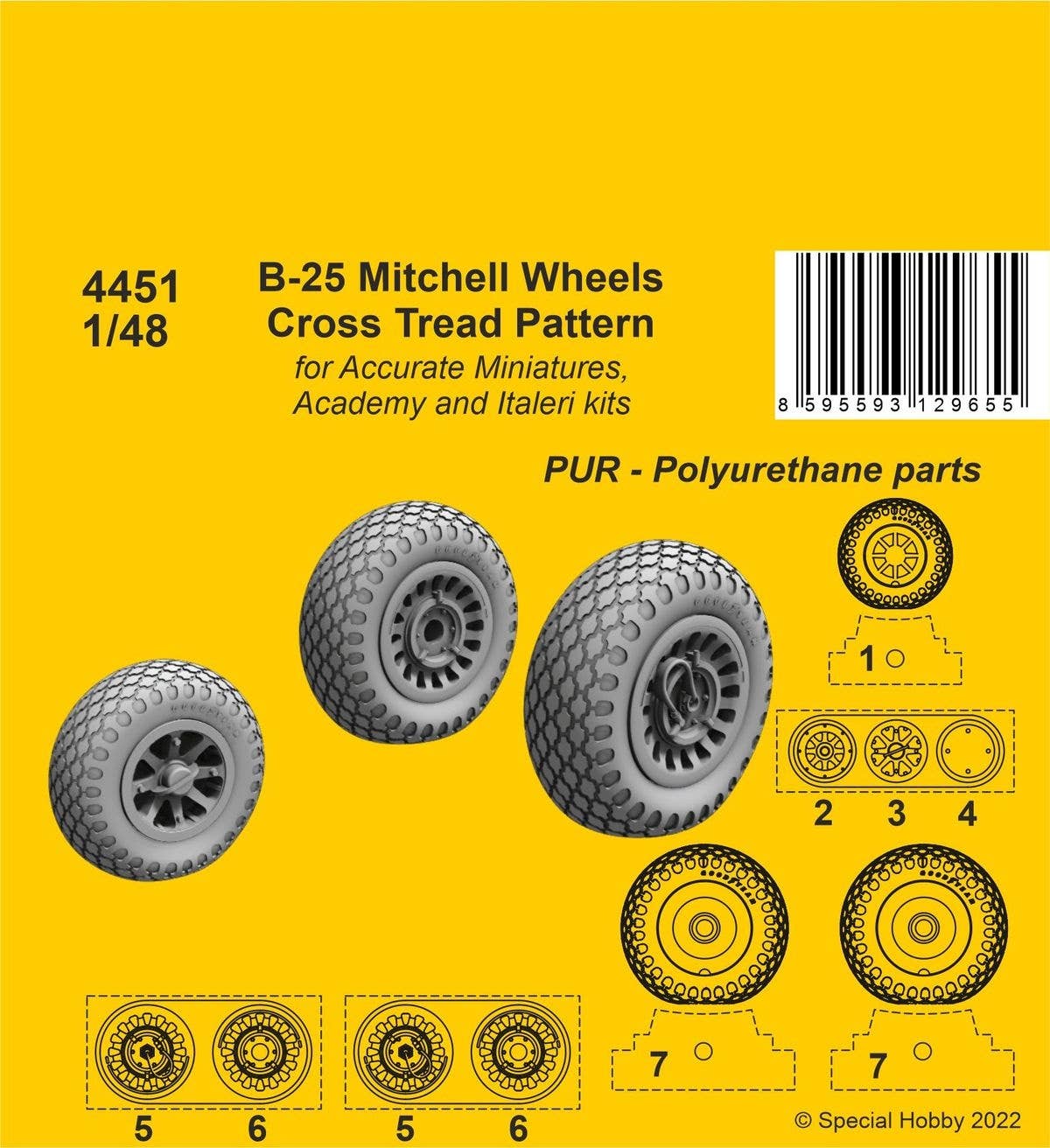 CMK 1/48 B-25 Mitchell Wheels/ Cross Tread Pattern | 8595593129655