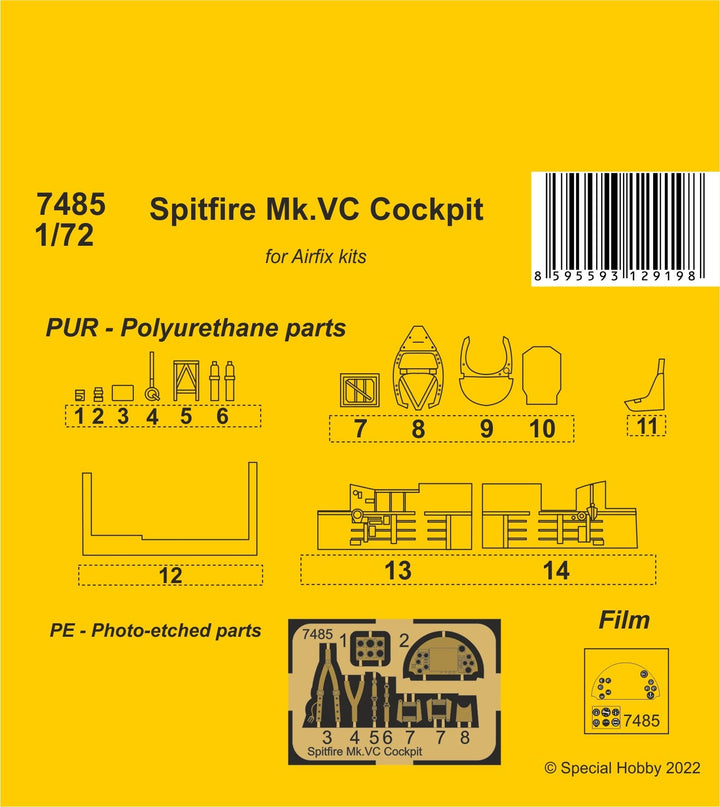 CMK 1/72 Spitfire Mk.VC Cockpit / for Airfix kit | 8595593129198