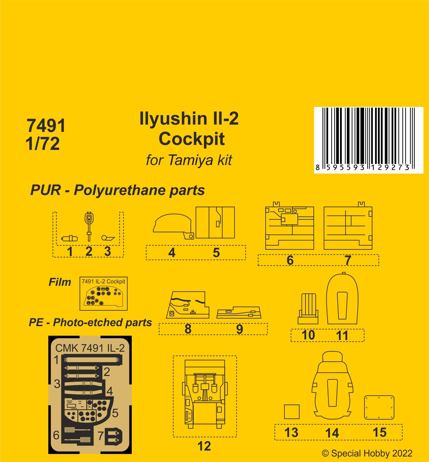 CMK 1/72 Ilyushin Il-2 Cockpit for Tamiya Kit | 8595593129273