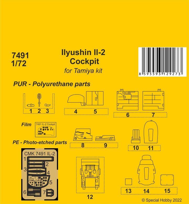 CMK 1/72 Ilyushin Il-2 Cockpit for Tamiya Kit | 8595593129273