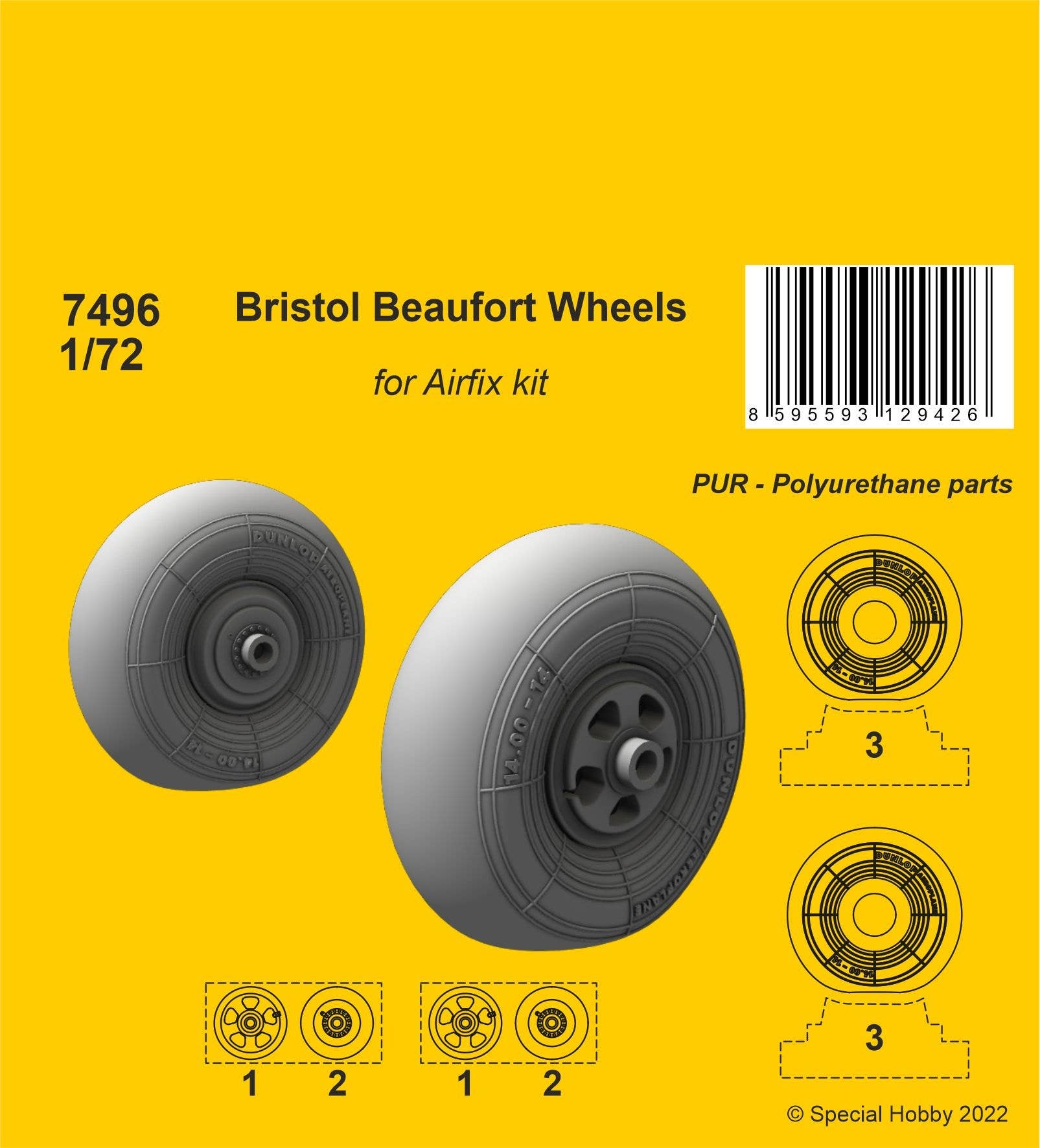 CMK 1/72 Bristol Beaufort Wheels For Airfix Kit | 8595593129426
