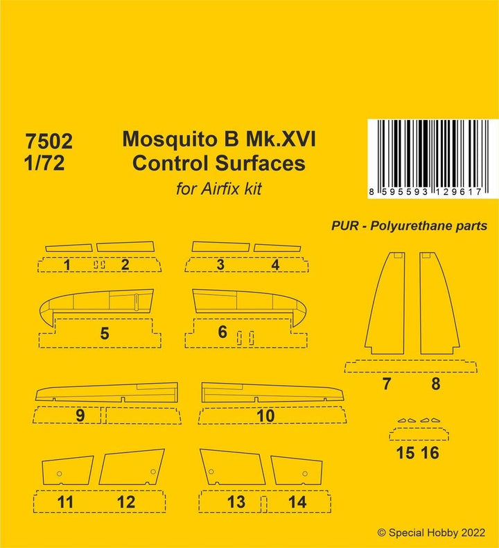 CMK 1/72 Mosquito B Mk.XVI Control Surfaces / for Airfix kit | 8595593129617