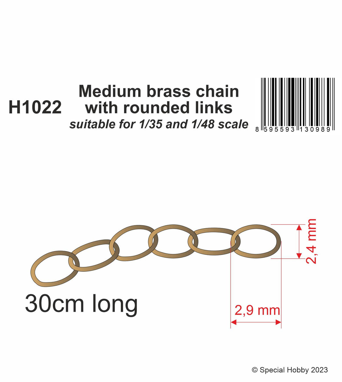 Special Hobby 30cm Medium brass chain with rounded links - suitable for ...