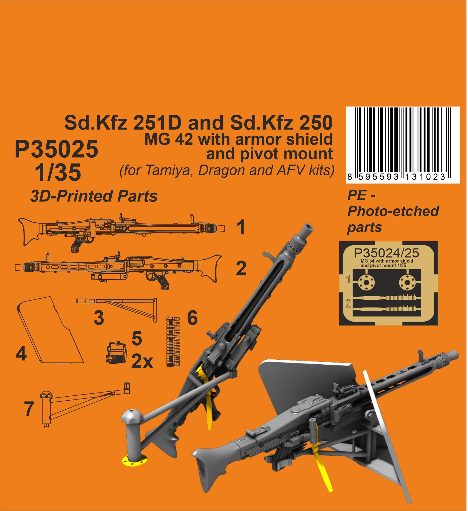 Special Hobby Sd.Kfz 251D/250A MG 42 with armor shields and pivot mount 1/35 for Tamiya and Dragon kits | 8595593131023