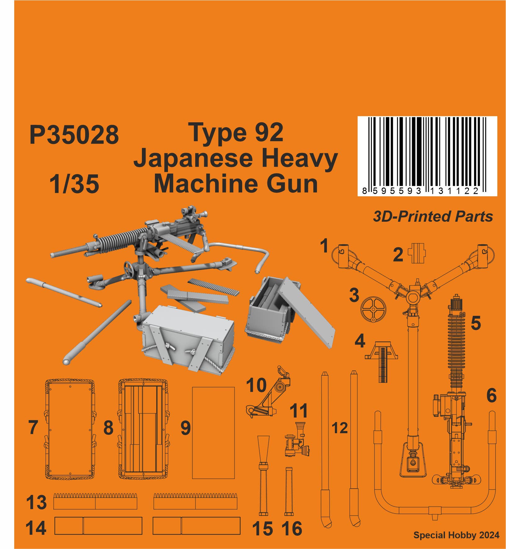 CMK 1/35 3D Printed Type 92 Japanese Heavy Machine Gun | 8595593131122