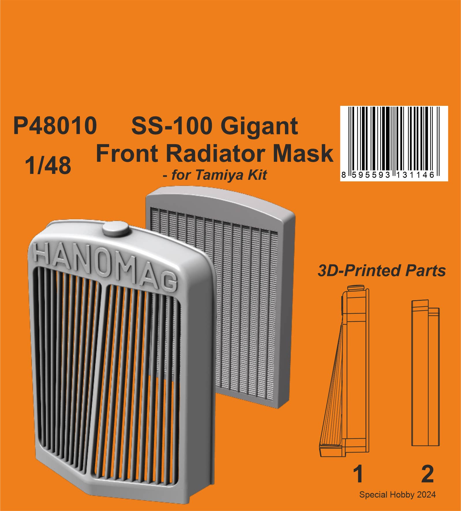 CMK 1/48 3D Printed SS-100 Gigant Front Radiator Mask / for Tamiya kits | 8595593131146