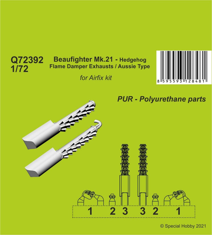 CMK 1/72 Beaufighter Mk.21 - Hedgehog Flame Damper Exhausts / Aussie Type | 8595593128481