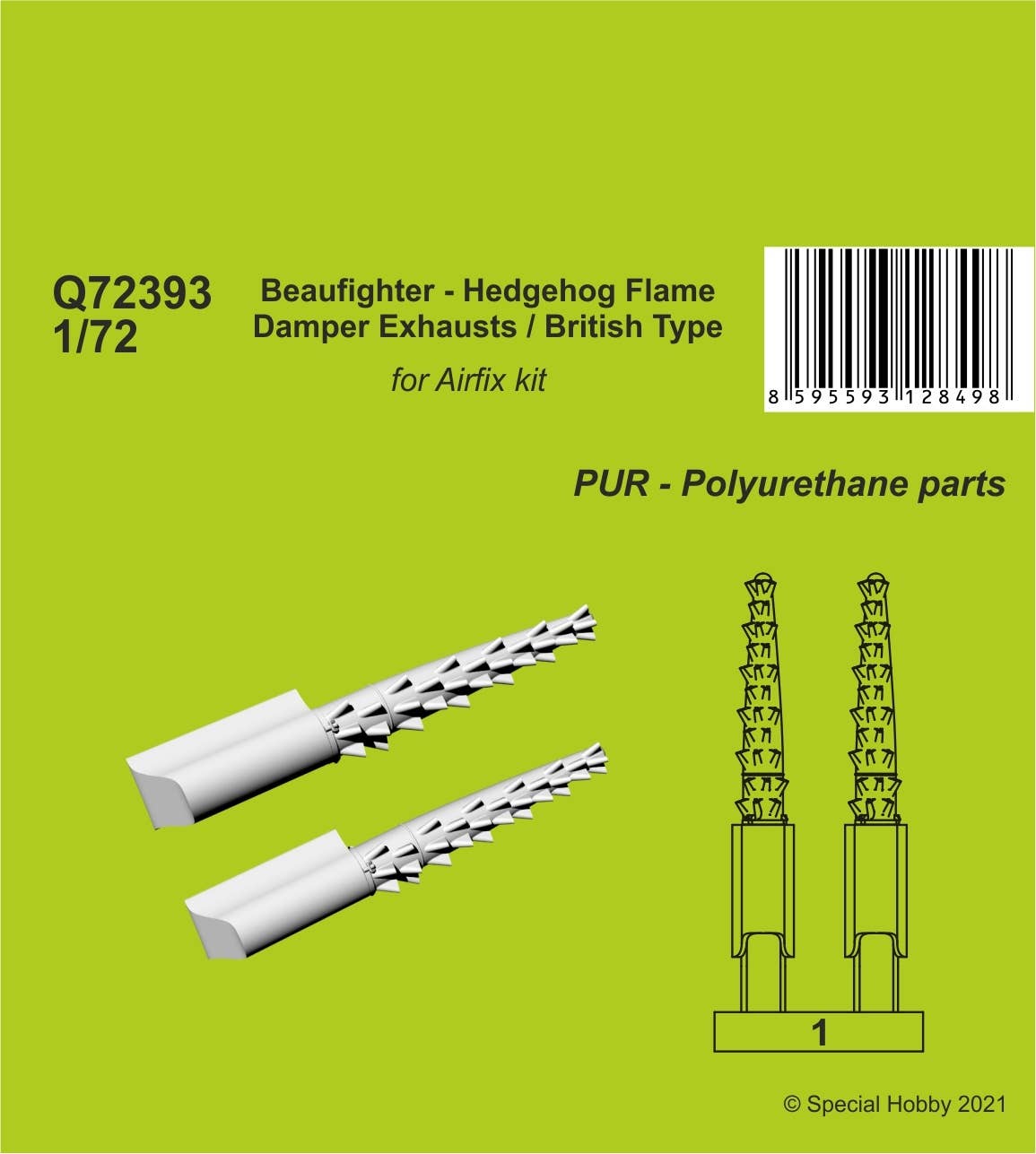 CMK 1/72 Beaufighter - Hedgehog Flame Damper Exhausts / British Type | 8595593128498