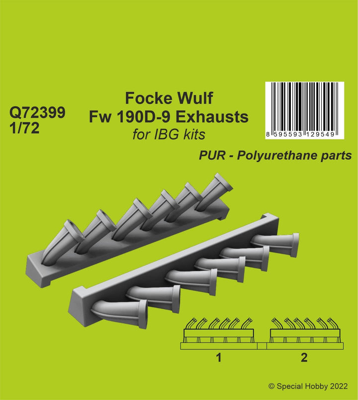 CMK 1/72 Focke Wulf Fw 190D-9 Exhausts / for IBG kits | 8595593129549