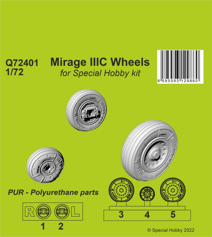 CMK 1/72 Mirage IIIC Wheels For Special Hobby Kit | 8595593129860