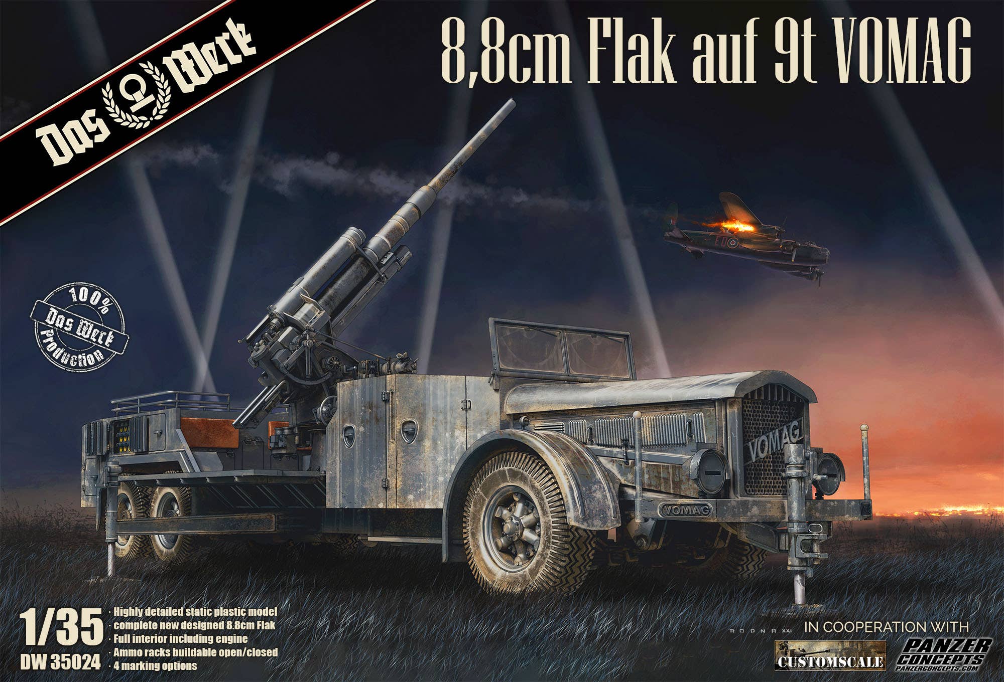 Das Werk 1/35 8.8 cm Flak on a 9t VOMAG | 4260191520763