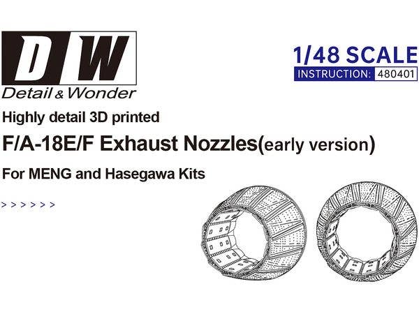 Detail & Wonder Studio 1/48 F/A-18E/F Exhaust Nozzles (early version) 
for HASEGAWA/MENG Kit | 4580702163914