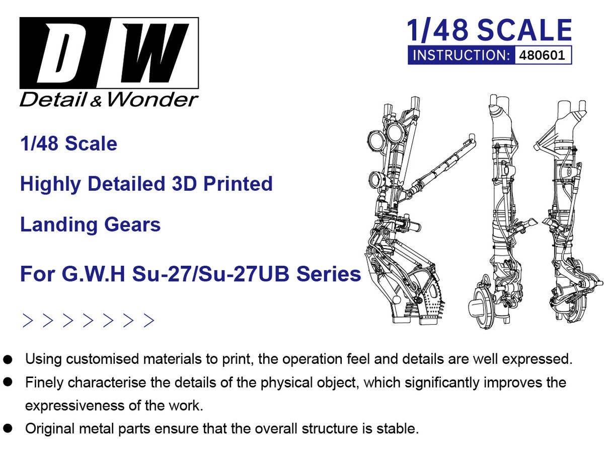 Detail & Wonder Studio 1/48 Su-27/Su-27UB Landing Gear for G.W.H Kit | 4580702163938