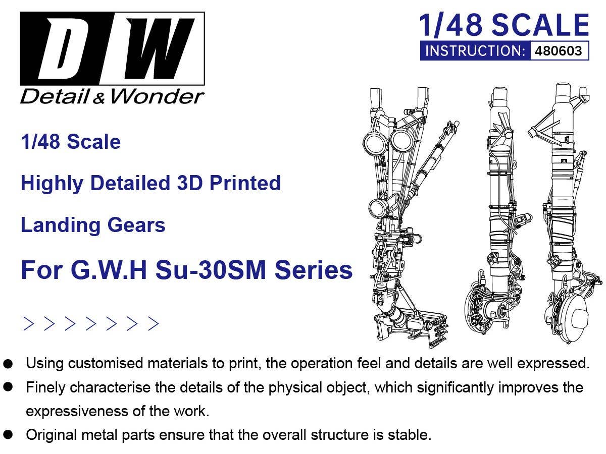 Detail & Wonder Studio 1/48 Su-30SM Landing Gear for G.W.H Kit | 4580702163945