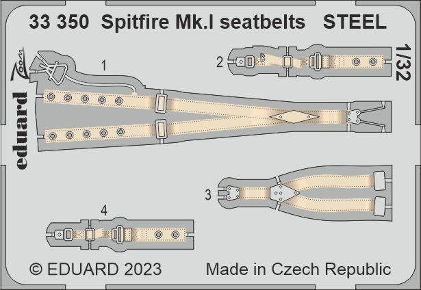 Eduard 1/32 Spitfire Mk.I seatbelts STEEL [Photo-Etched Set] | 8591437578559