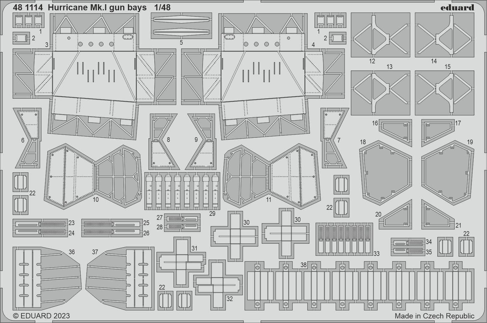 Eduard 1/48 Hurricane Mk.I gun bays [Photo etched set], for HOBBY BOSS | 8591437579549
