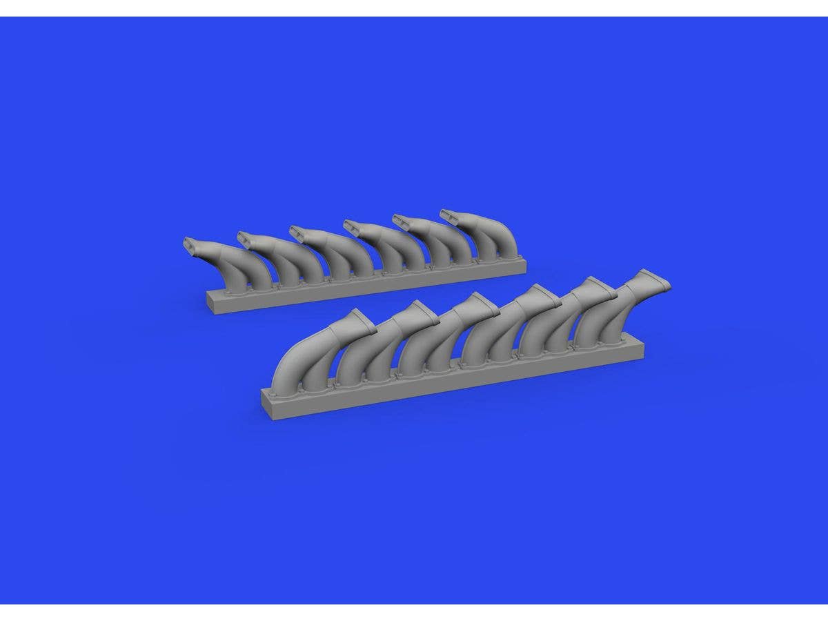 Eduard P-39 exhaust stacks fishtail PRINT 1/48 Brassin for EDUARD | 8591437585199