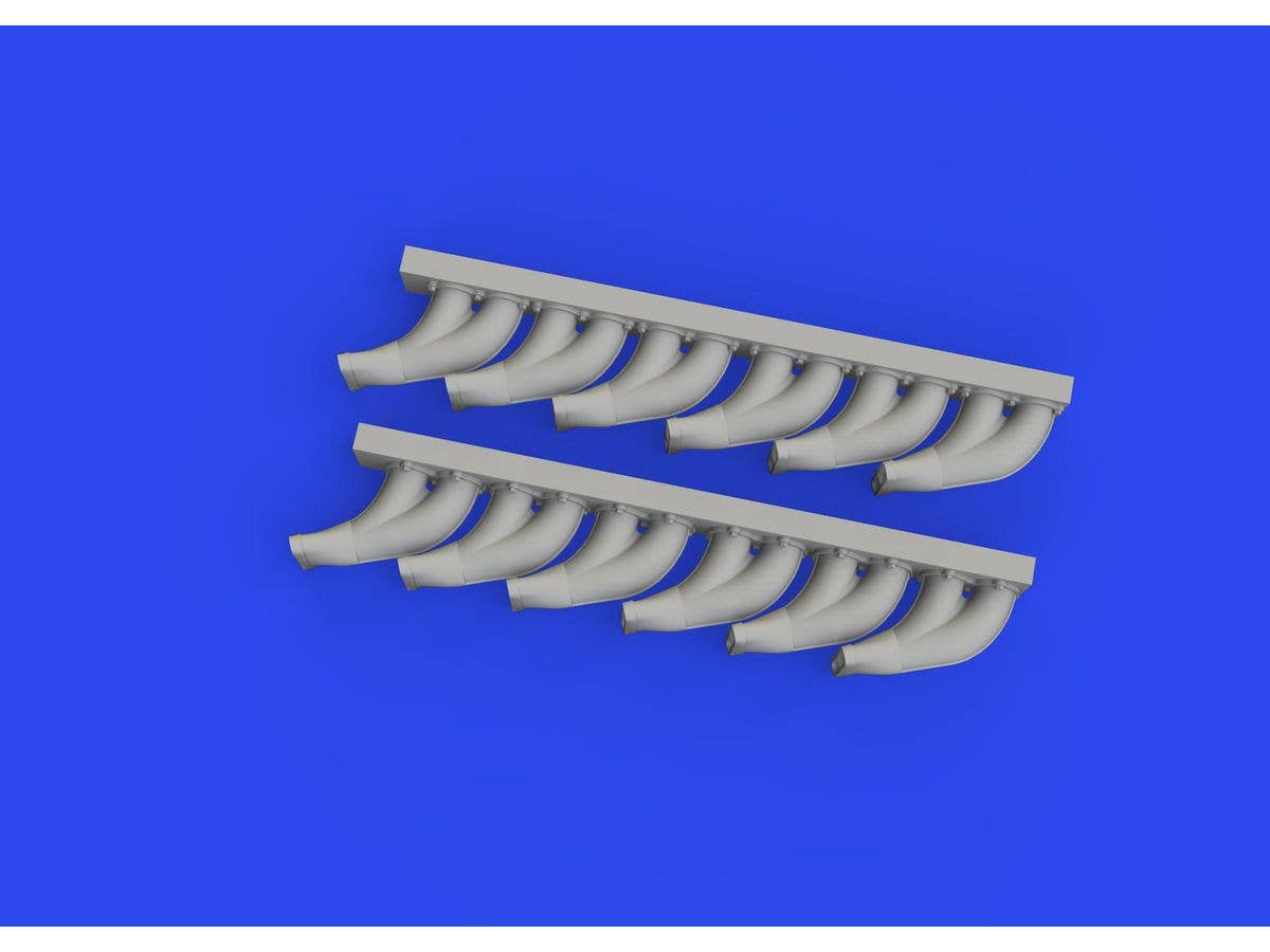 Eduard P-39 exhaust stacks fishtail PRINT 1/48 Brassin for EDUARD | 8591437585199