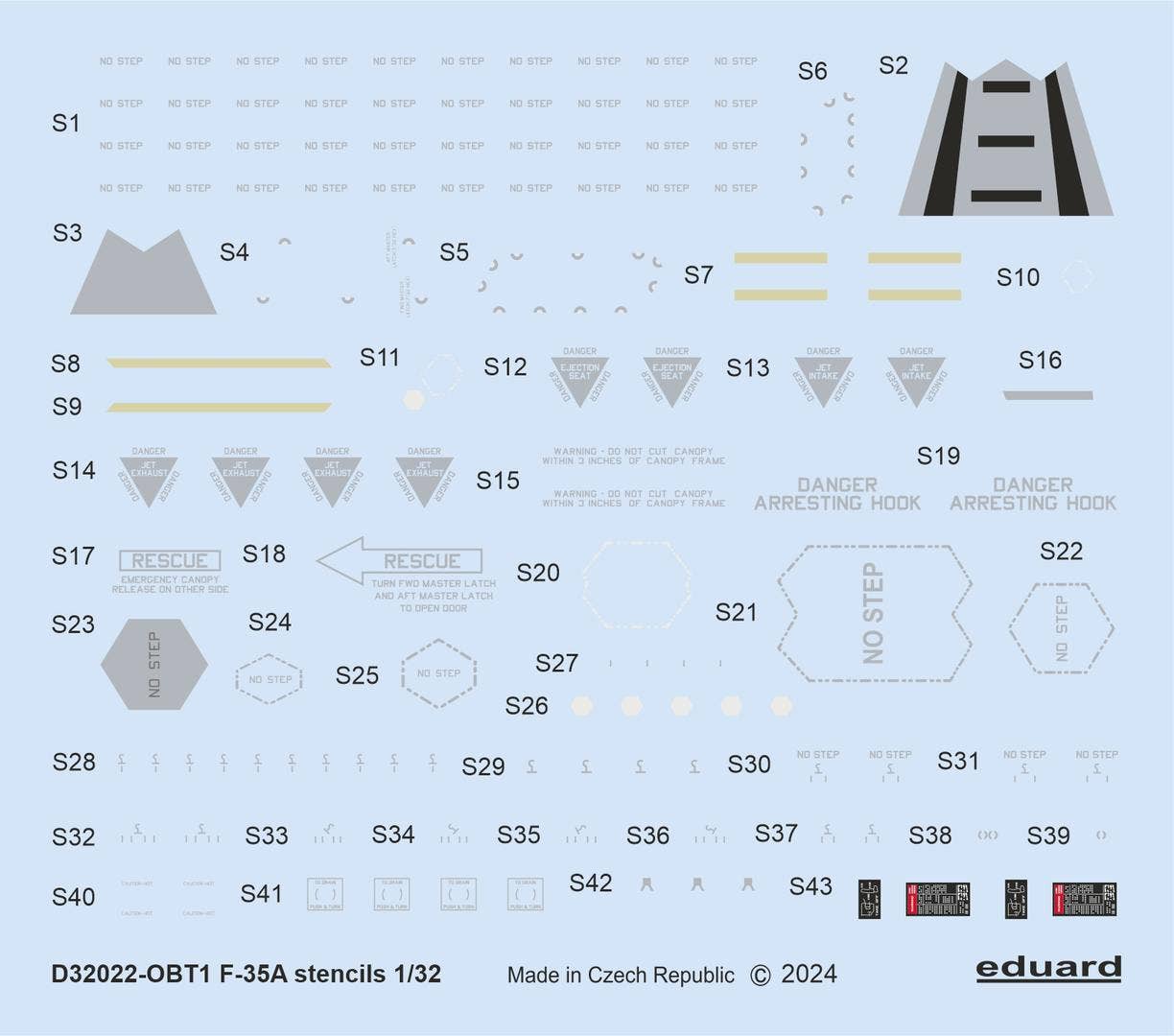 Eduard F-35A stencils 1/32 Decal for ITALERI | 8591437585281