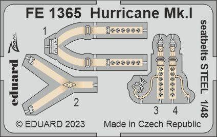 Eduard 1/48 Hurricane Mk.I seatbelts STEEL [Zoom set], for HOBBY BOSS | 8591437579679