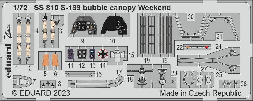 Eduard 1/72 S-199 bubble canopy Weekend [CZOOM72], for EDUARD | 8591437582105
