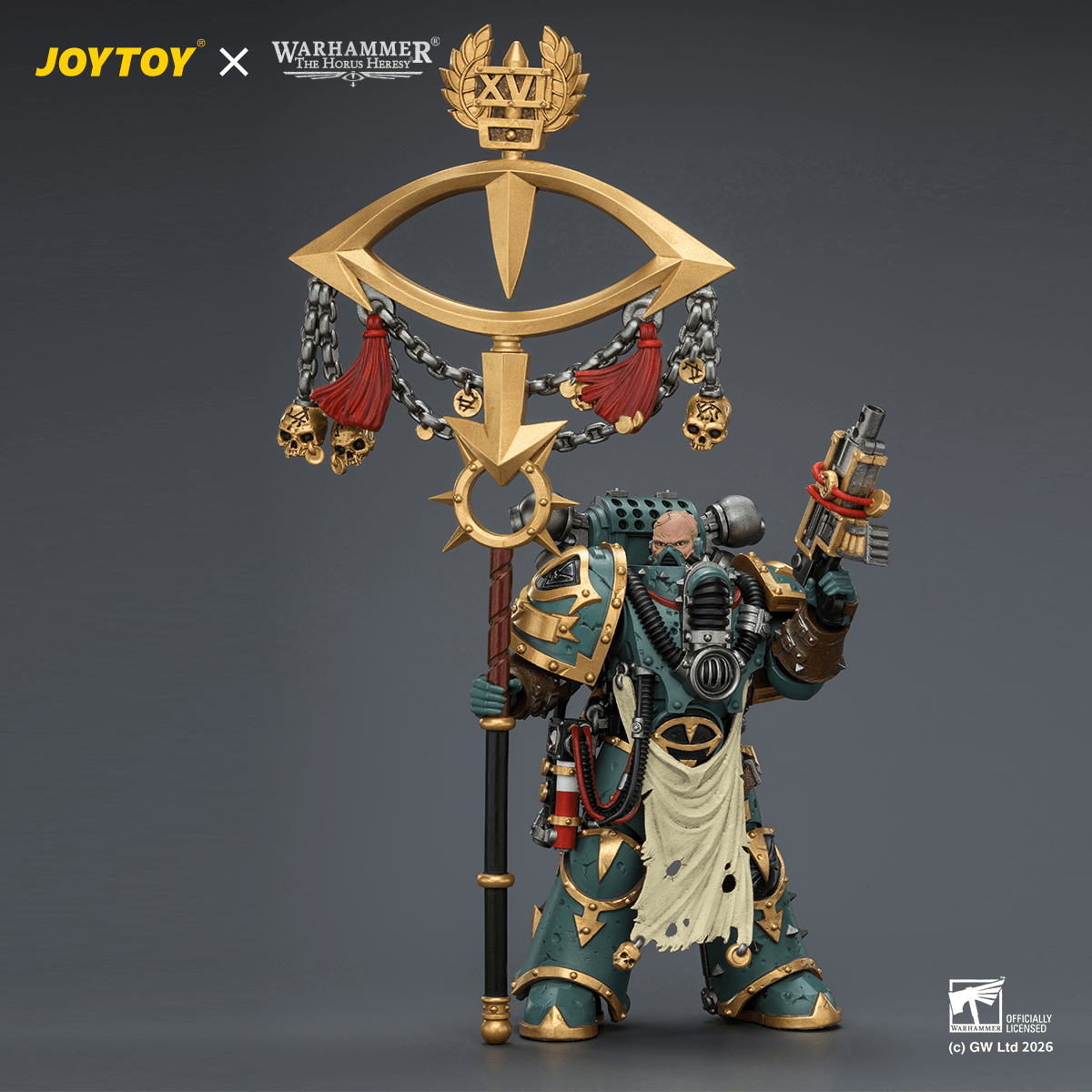 Sons of Horus Maloghurst the Twisted, the Warmaster's Equerry with Legion Standard and Banestrike Bolter | 6927054404339