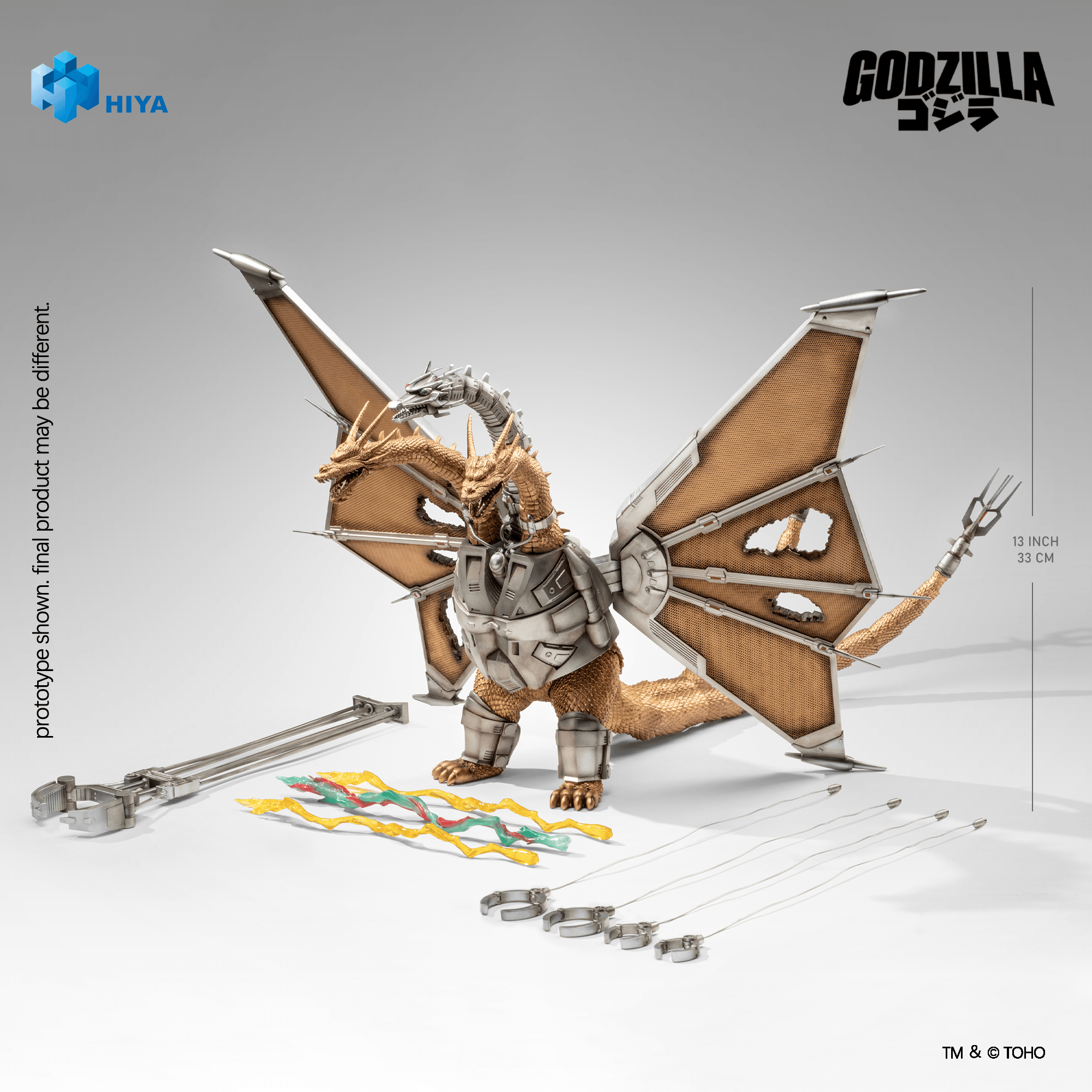 None Scale 13 Inch Godzilla vs. King Ghidorah Battle Damaged Mecha King Ghidorah Battle Damaged Action Figure