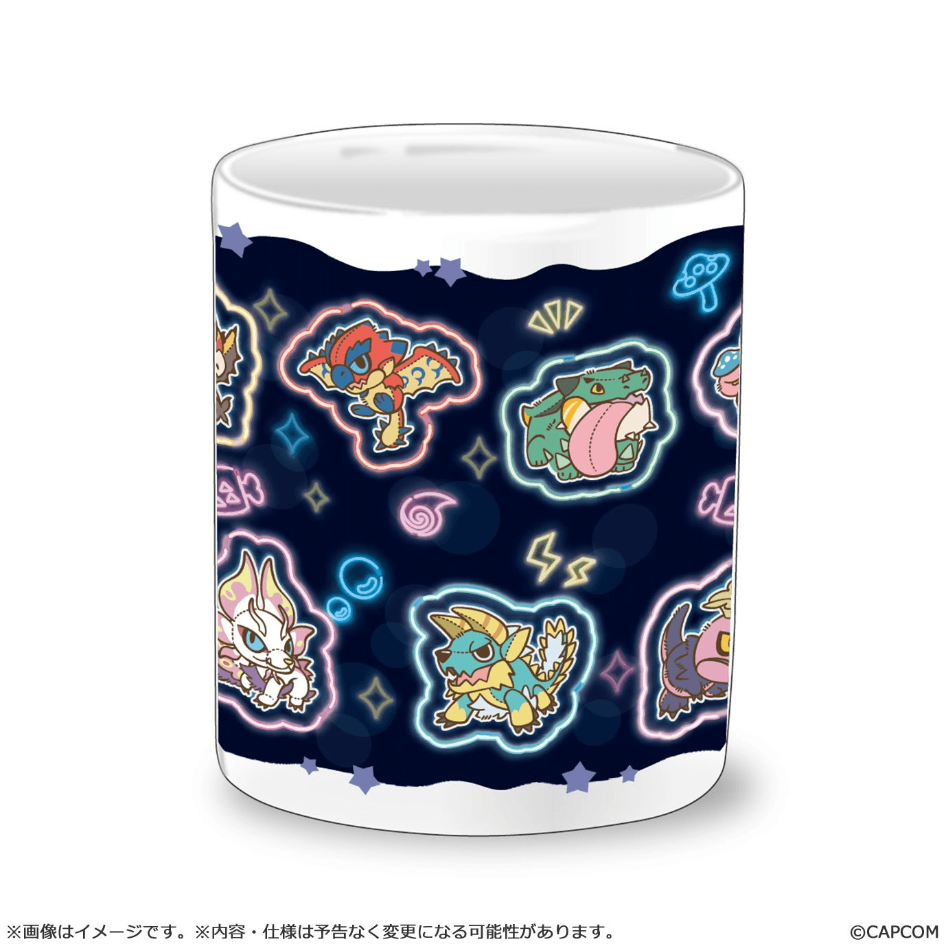 MONSTER HUNTER CHIBI STYLE Heat-changing Mug: Neon-themed | 4976219140003