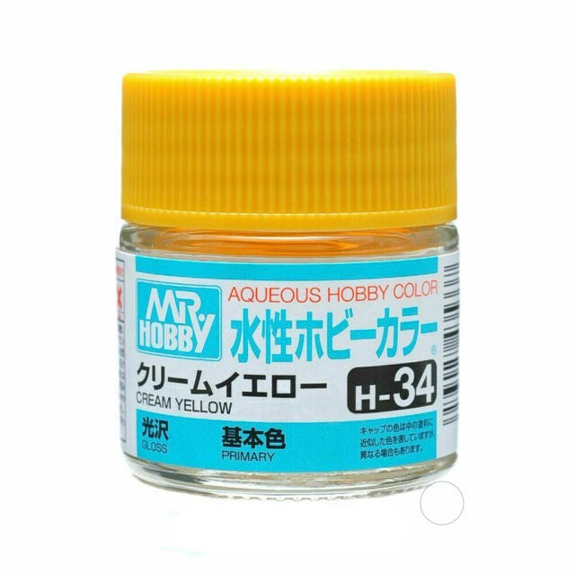 Mr Hobby AQUEOUS HOBBY COLOR - H34 GLOSS CREAM YELLOW (PRIMARY) | 4973028719109