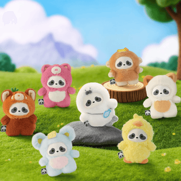 Panda Roll The Zoo In Hands Series Plush Keychain (Box of 6)