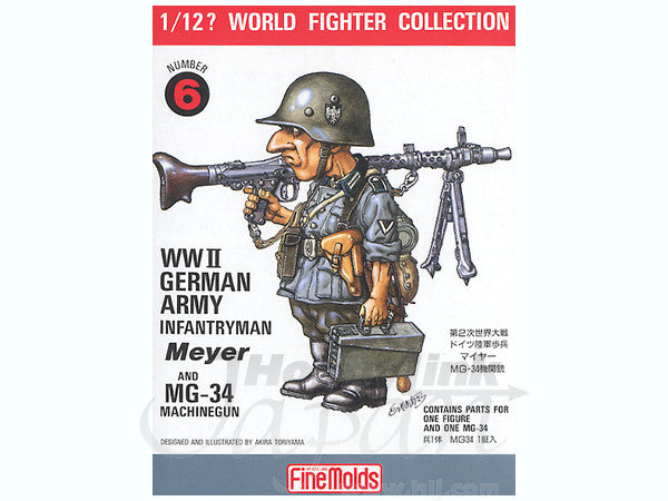 FineMolds 1/12 WWII German Infantry Man & MG34 Figure Kit | 4536318120063