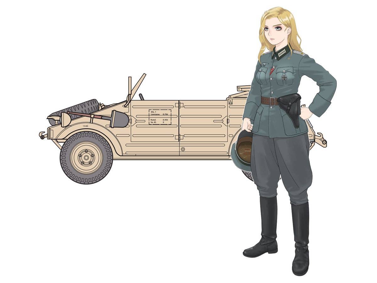 FineMolds 1/35 Historic Costume Girl Type 82 Kubelwagen with Figure 'Laura' | 4536318880059