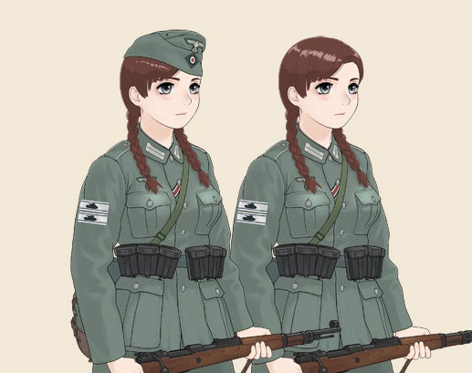 FineMolds 1/35 Historic Costume Girl 3.7cm Flak 37 AA Gun with Figure 'Hannah' | 4536318880066