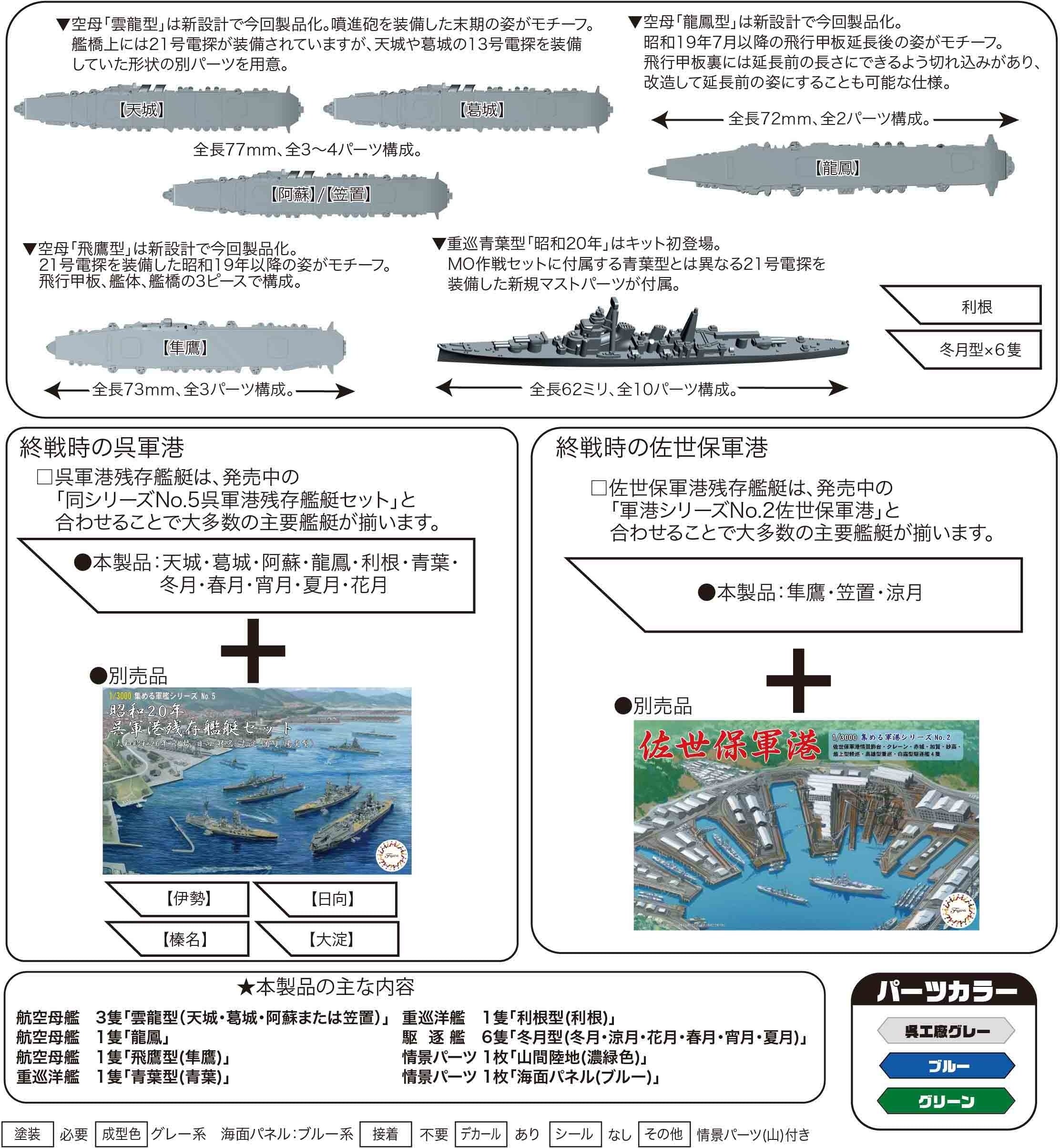 Fujimi 1/3000 Remain War Vessel Set [ Type Unryu/Type Ryuho/Type Hiyo/Aoba ]