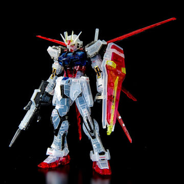 P-Bandai RG 1/144 The Gundam Base Limited Aile Strike Gundam & Skygrasper Launcher/Sword Pack Set [Clear Color]