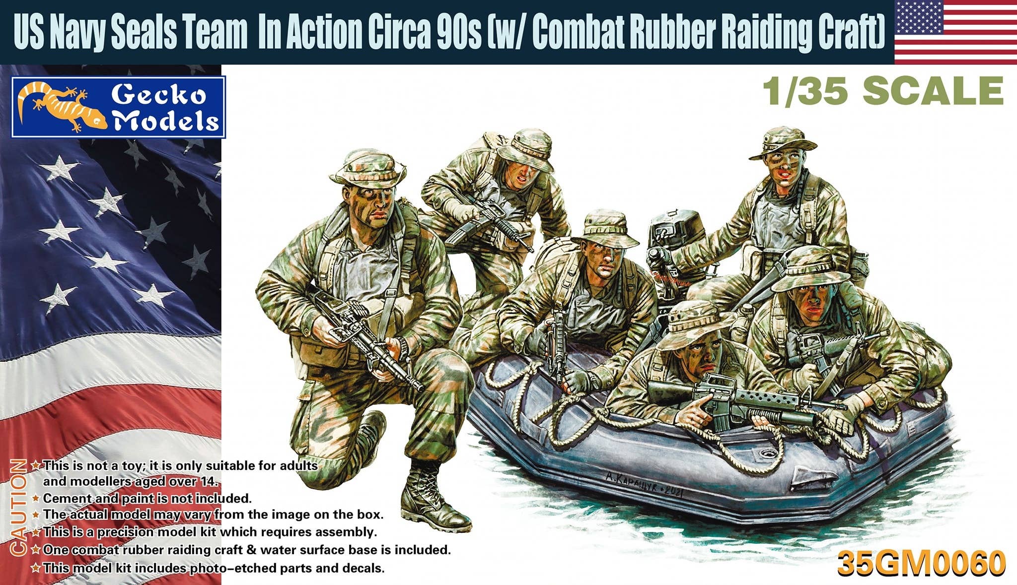 Gecko 1/35 US Navy Seals Team In Action Circa 90s (w-Combat Rubber Raiding Craft) | 4892667350606
