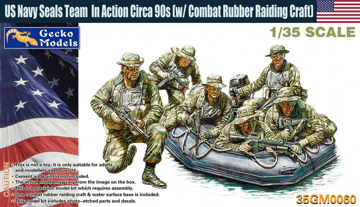 Gecko 1/35 US Navy Seals Team In Action Circa 90s (w-Combat Rubber Raiding Craft) | 4892667350606