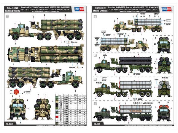 Hobby Boss 1/35 Russian KrAZ-260B Tractor with 5P85TE TEL S-300PMU | 6939319255112