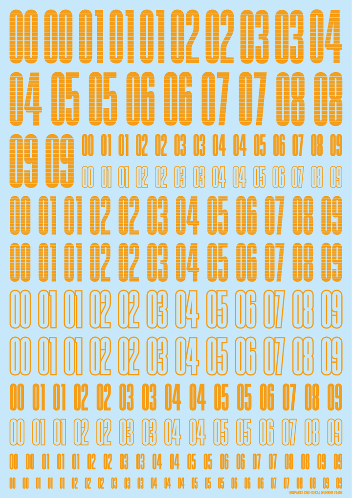HiQ Parts CND Decal Number Yellow Orange (1pc) | 4573211371826