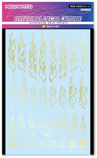HiQ Parts Fire Tribal Decal Outline Gold (1 Sheet) | 4573211377361