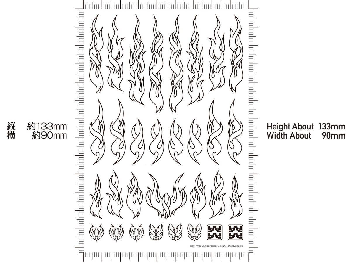 HiQ Parts Fire Tribal Decal Outline Gold (1 Sheet) | 4573211377361