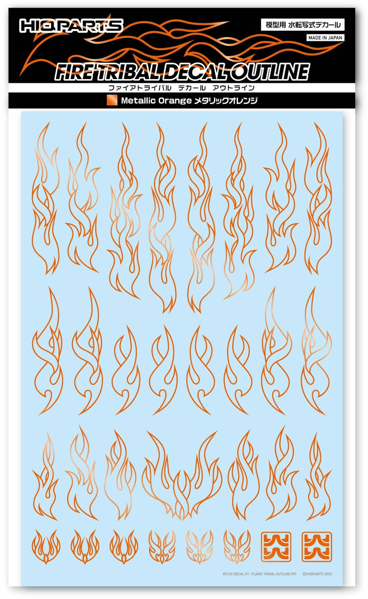 HiQ Parts Fire Tribal Decal Outline Metallic Orange Color (1 Sheet) | 4573211377545