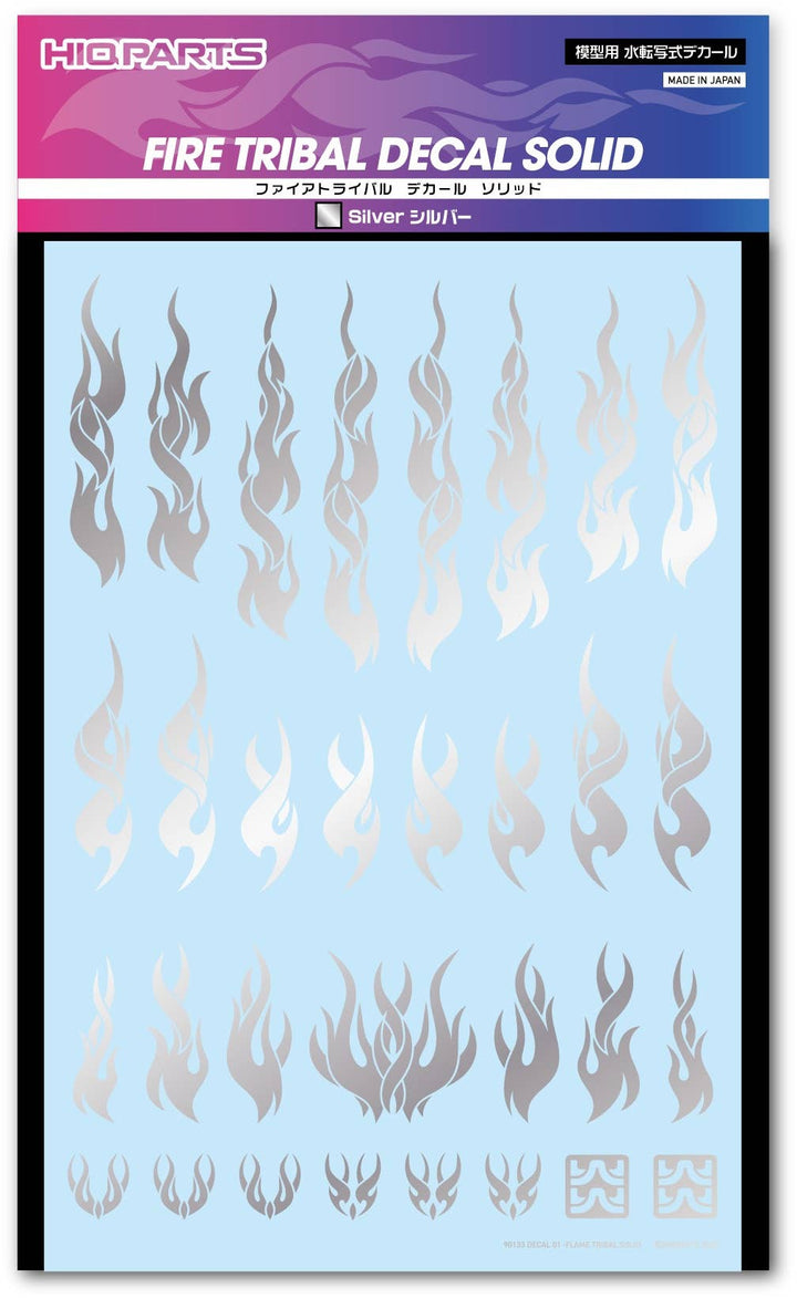HiQ Parts Fire Tribal Decal Solid Silver (1 Sheet) | 4573211377354