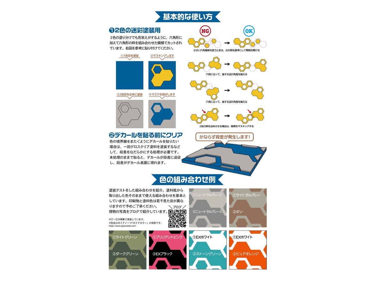 HiQ Parts Pre-cut Masking for Hexagon Camouflage (3pcs) | 4573211378153