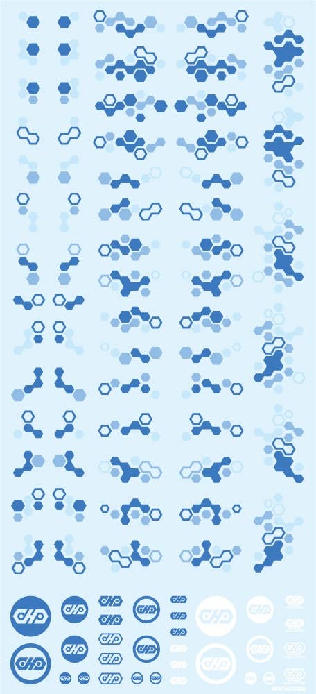 HiQ Parts Hex Camouflage Decal 2 Blue (1 sheet) | 4573211375442