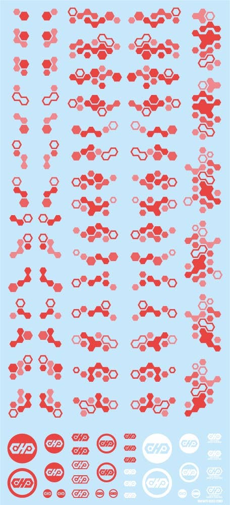HiQ Parts Hex Camouflage Decal 2 Red (1 sheet) | 4573211375459