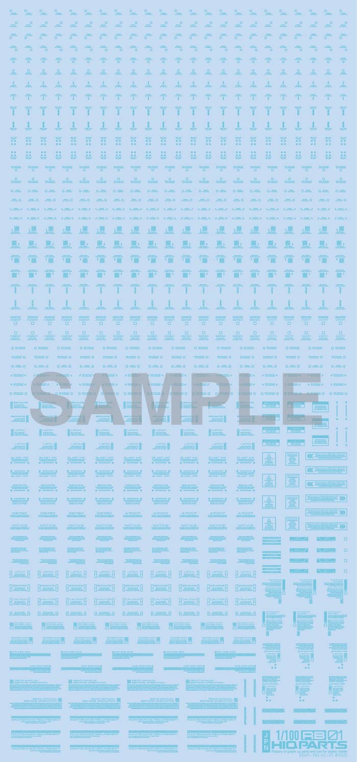 HiQ Parts 1/100 RB01 Caution Decal Pastel Blue (1pc) | 4582370708404